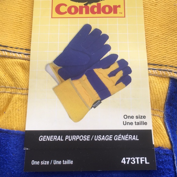 Condor Split Leather Cowhide Heavy Lined Industrial Work Gloves - Picture 6 of 9